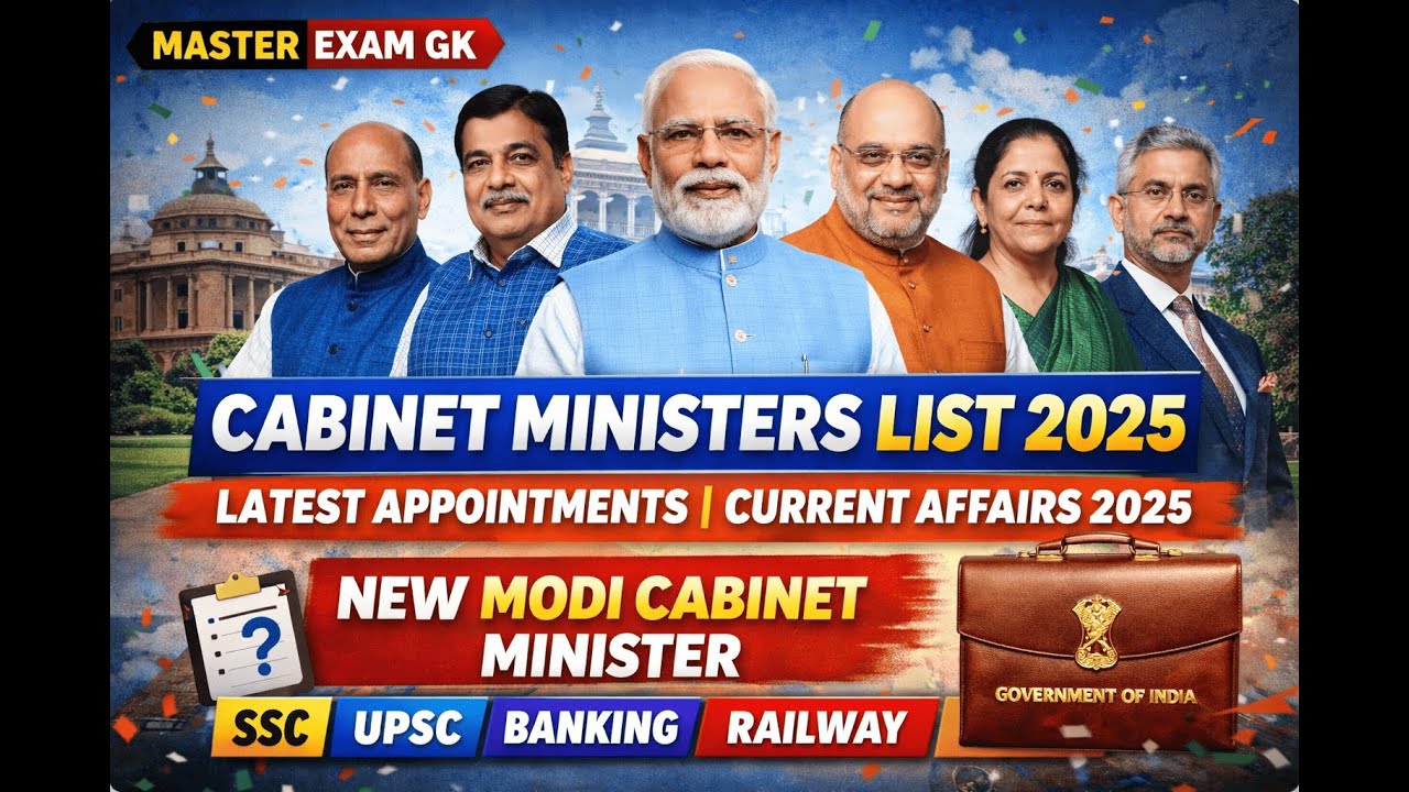 Cabinet Ministers List 2025 | Latest Appointments | Current Affairs 2025 | New Modi Cabinet Minister