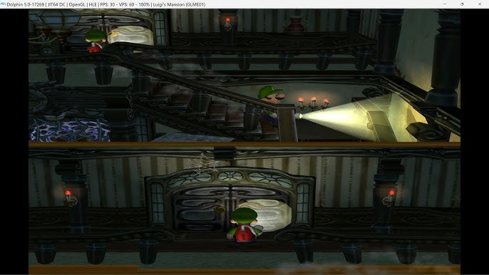 Luigi's Mansion: First-Person Optimized & HD Textures, Wii Dolphin