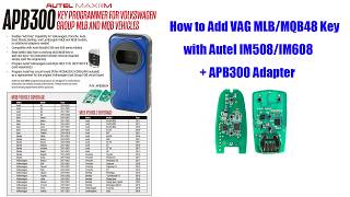 How to Add VW MLB Key with Autel IM508/IM608   APB300- OBDII365