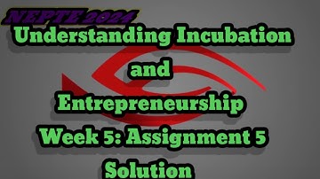 Understanding Incubation and Entrepreneurship. Week 5: Assignment 5