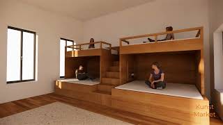 FURNITURE｜Brady - Eco-Friendly Double Split Bunk Bed with Stairs - Single Upper Kids / Queen Lower