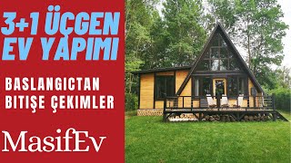 Detaylı Üçgen Ev Yapım Videosu 88M2 31 Masif Ahşap Ev Stella Magna Modeli