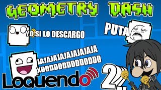 JUGANDO NIVELES ONLINE DE GEOMETRY DASH CON LOQUENDO AL EXTREMO | VRO