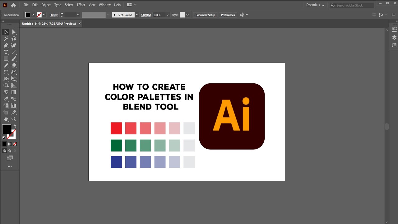 How to create color palettes blend tool in illustrator - YouTube