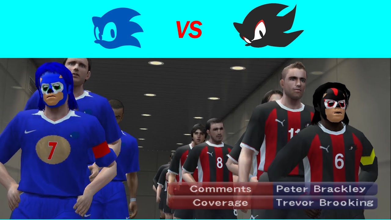 Sonic vs Shadow in PES! PES 6 moded - YouTube