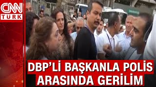 DBP'li Saliha Aydemir miting alanında polisle tartıştı Resimi