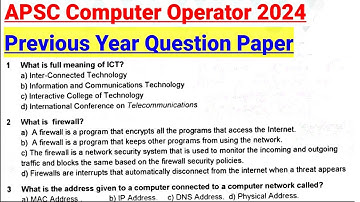 APSC Computer Operator 2024 || Previous Year Question Paper || Must Watch Before Exam ||