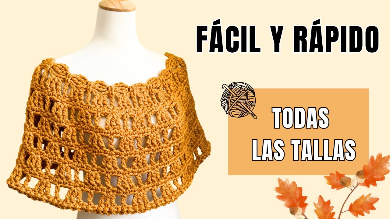 No vas a creer lo fácil que se teje esta CAPA / PONCHO a crochet (todas las tallas)