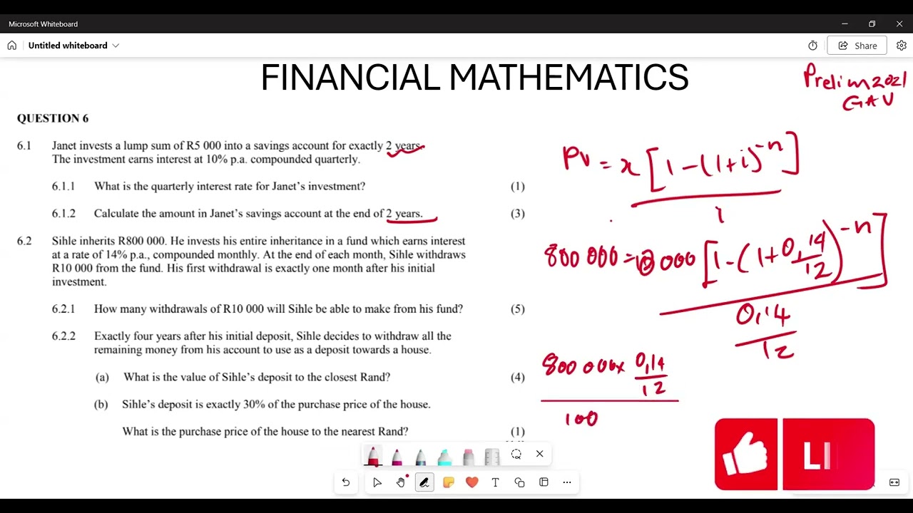 GRADE 12 FINANCIAL MATHS| PAST EXAM QUESTION| PRELIM 2021 GAUTENG P1