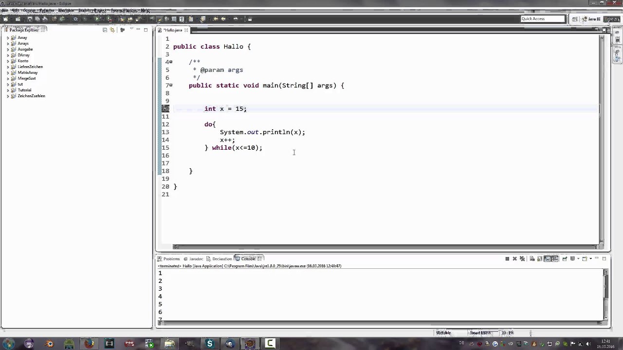 Java Eclipse do-while-Schleife - Java Tutorial - YouTube