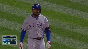 TEX@OAK: DeShields tallies first big league hit