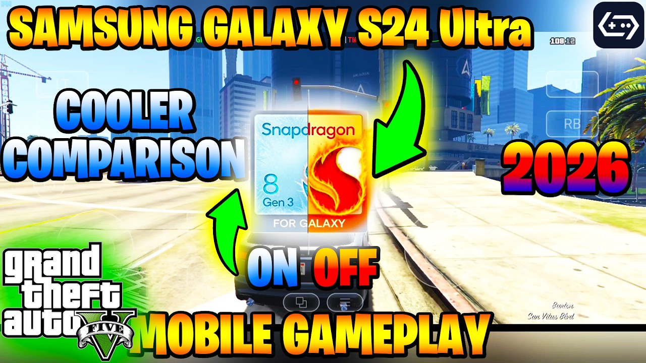 GTA 5 Gameplay Test On The Samsung Galaxy S24 Ultra 8GEN3 | BEST SETTINGS 60FPS | COOLER COMPARISON