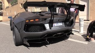 Liberty Walk Lamborghini Aventador w\/ Akrapovic Exhaust - Start, Revs \& On The Road!