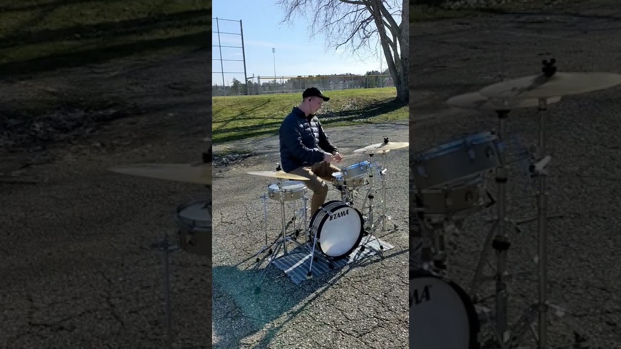 Tama Club-Jam Pancake Kit. Jamming outside.