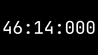 Countdown timer 46 minutes, 14 seconds [46:14:000] - White on black with milliseconds