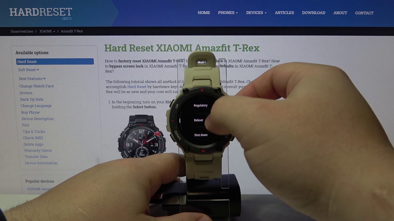 How to Hard Reset in XIAOMI Amazfit T-Rex – Erase Data / Remove Bluetooth  Connection - YouTube