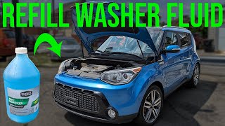 How to Refill Windshield Washer Fluid - Kia Soul (2014-2019)