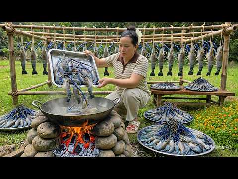FULL SHRIMP FRIED | Whole Fried Shrimp Recipe Cooking in village | Lý Thị Ca