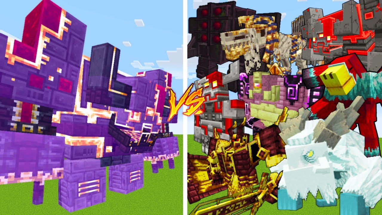 Fully Enchanted Netherite Monstrosity VS 8 Strong Bosses / Minecraft Mob Battle