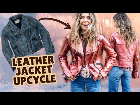 How To Make a METALLIC Leather Jacket! ($6 UPCYCLE) | DIY w
