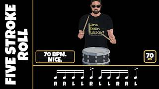 Five Stroke Roll Speed Trainer | Follow Along 20 to 200 BPM (4/4)
