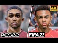 FIFA 22 vs eFootball 2022 - Liverpool FC Player Faces Comparison (4K)