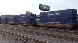BNSF #7325 Leads EB Intermodal with New Doublestack Logistics Containers. Kansas City, MO 10/9/21