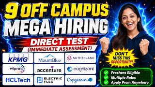 9+ MNC Direct Test Hiring 2026 🔥 Freshers Hiring | Wipro, KPMG, Accenture, Cognizant, HCL & More
