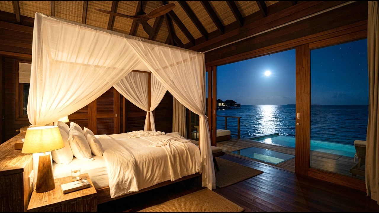 Your Private Villa Over the Ocean 🌴 Fan & Waves for Sleep (10 Hours)