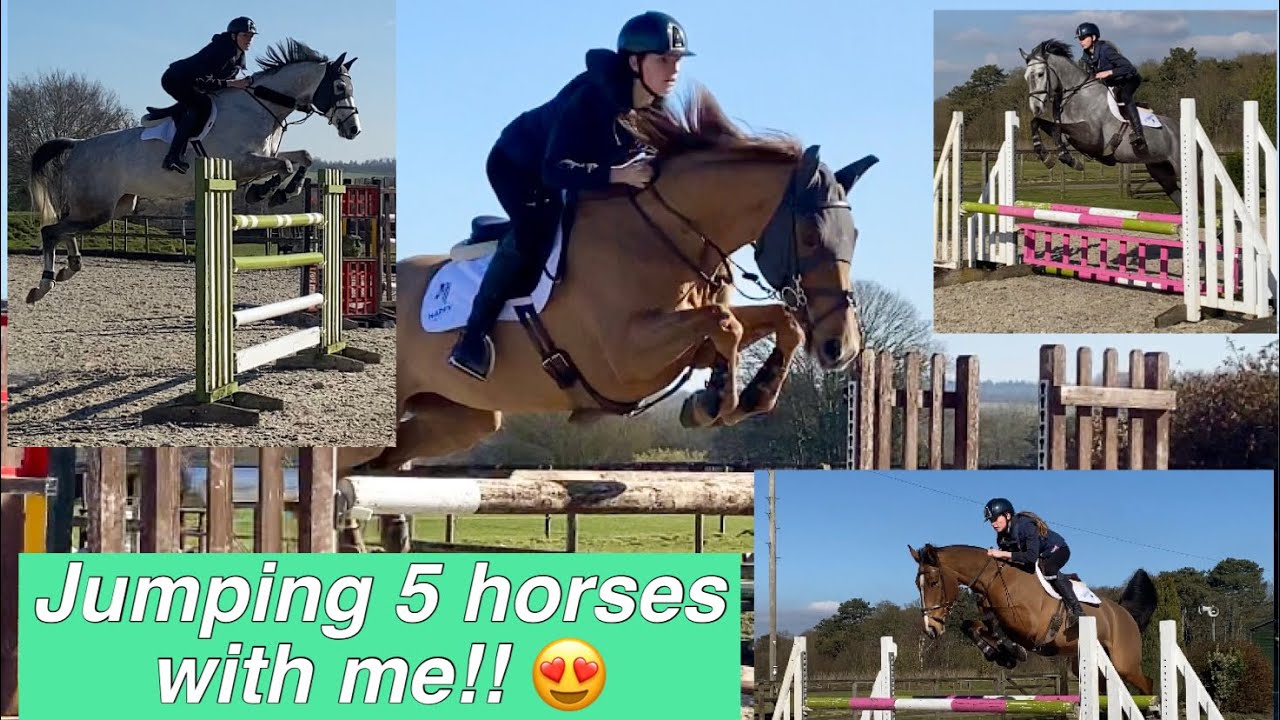 Jumping 5 horses round a course!! 😍 - YouTube