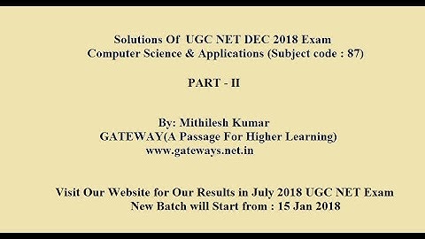UGC NET Dec 2018  Solutions for Computer science and Applications