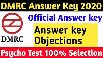 dmrc result 2020 | dmrc answer key | dmrc answer key objection | dmrc CRA Psycho Test Preparation
