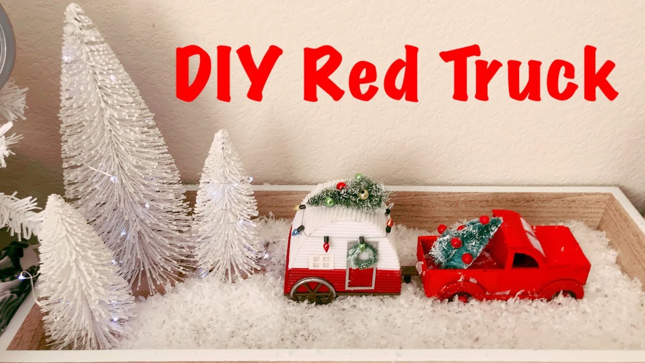 DIY Dollar Tree Red Truck  DIY Farmhouse Winter Decoration 