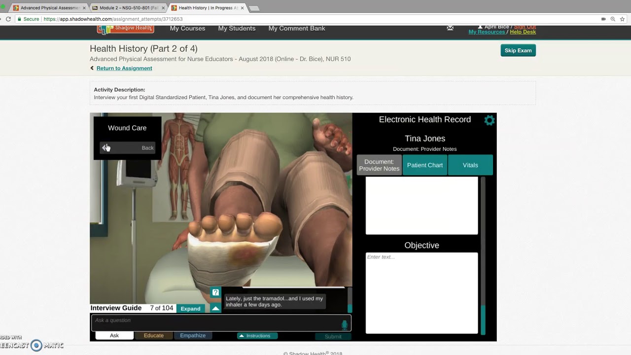 Shadow Health Example - YouTube