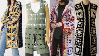 latest stylish crochet long cardigan designs and ideas