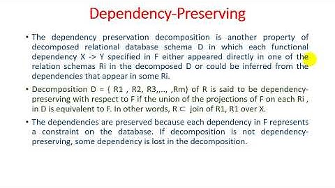 Unit - 4 - Lecture 8 Dependency Preserving and Lossless Decomposition