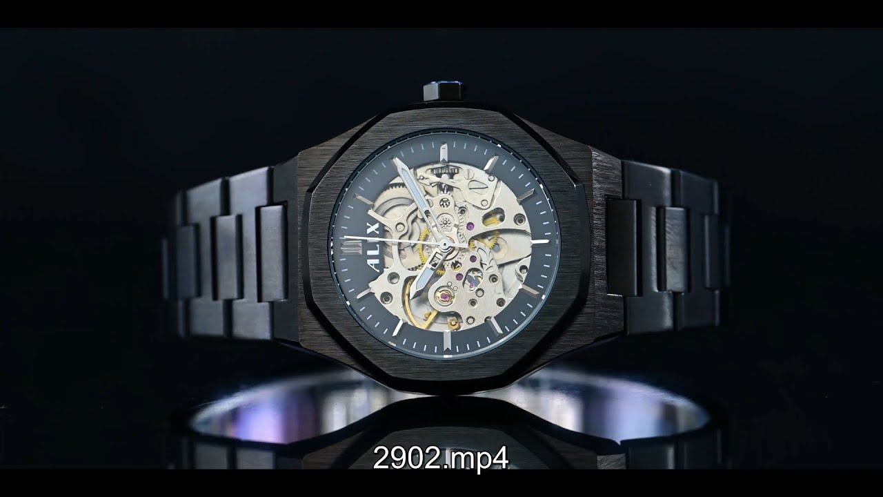 ALIX 2902 Automatic black steel watch for men