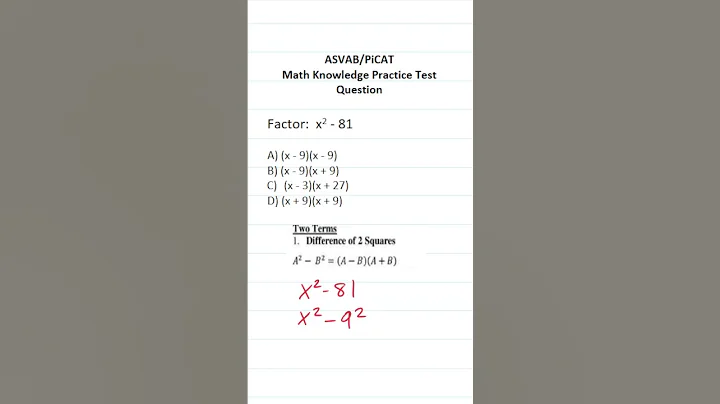 Factoring: ASVAB/PiCAT Math Knowledge Practice Test Question #acetheasvab with #grammarhero #afqt