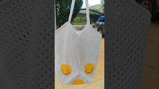 Crochet Smiley Tote Bag 💛✨#crochettotebag  #totebag #bag #crochet#handmade #diy
