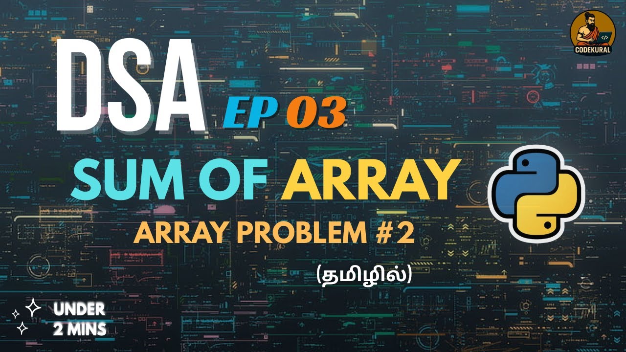 DSA Problem #2 🔥| Sum Of Array Elements- Explained in Tamil⚡#coding # ...