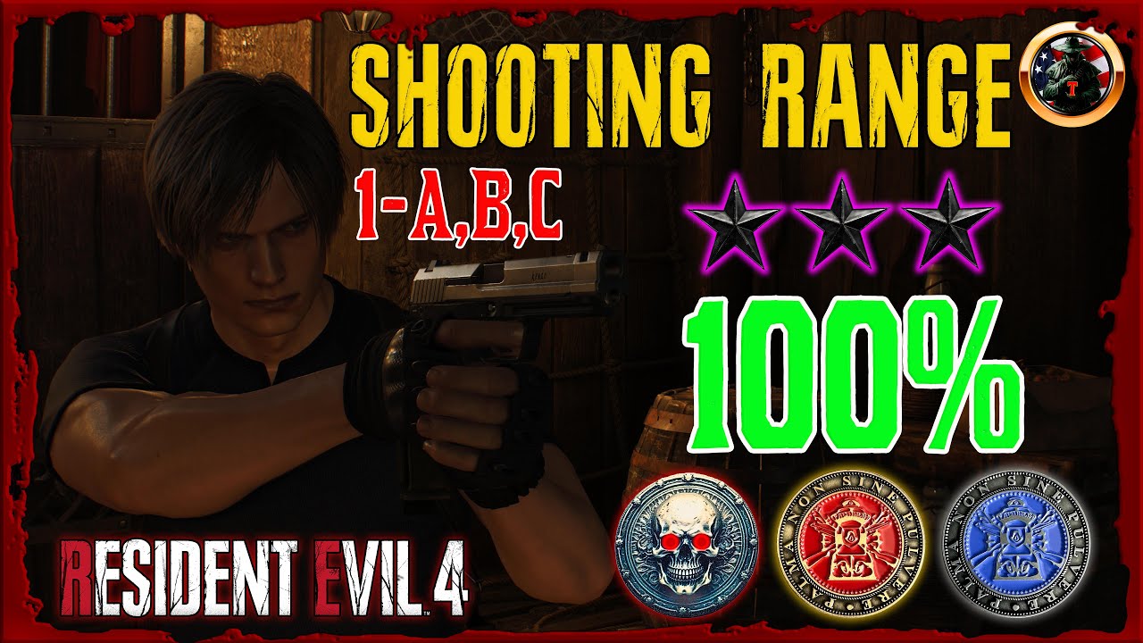 RE4🔸Shooting Range (1-A,1-B,1-C)🔸S Rank/All Skulls/3 Stars Resident Evil 4 Remake