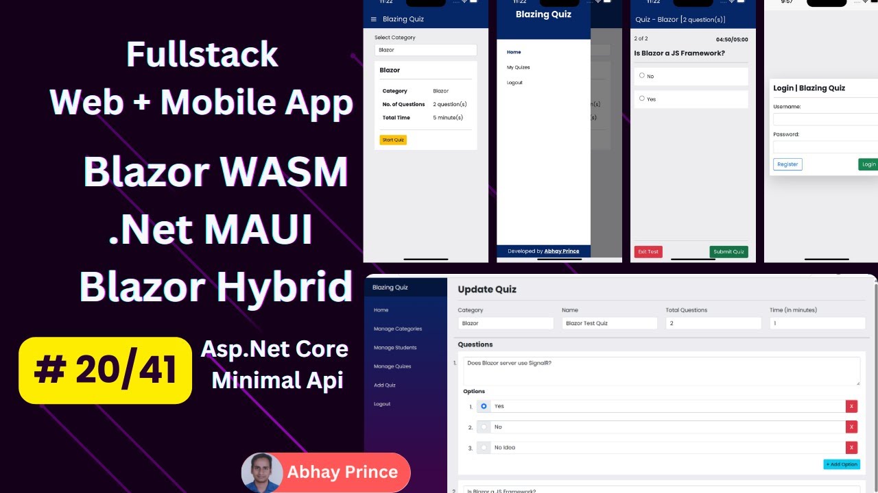 # 20 of 41 - Build Fullstack Online Quiz Web + Mobile App with Blazor ...