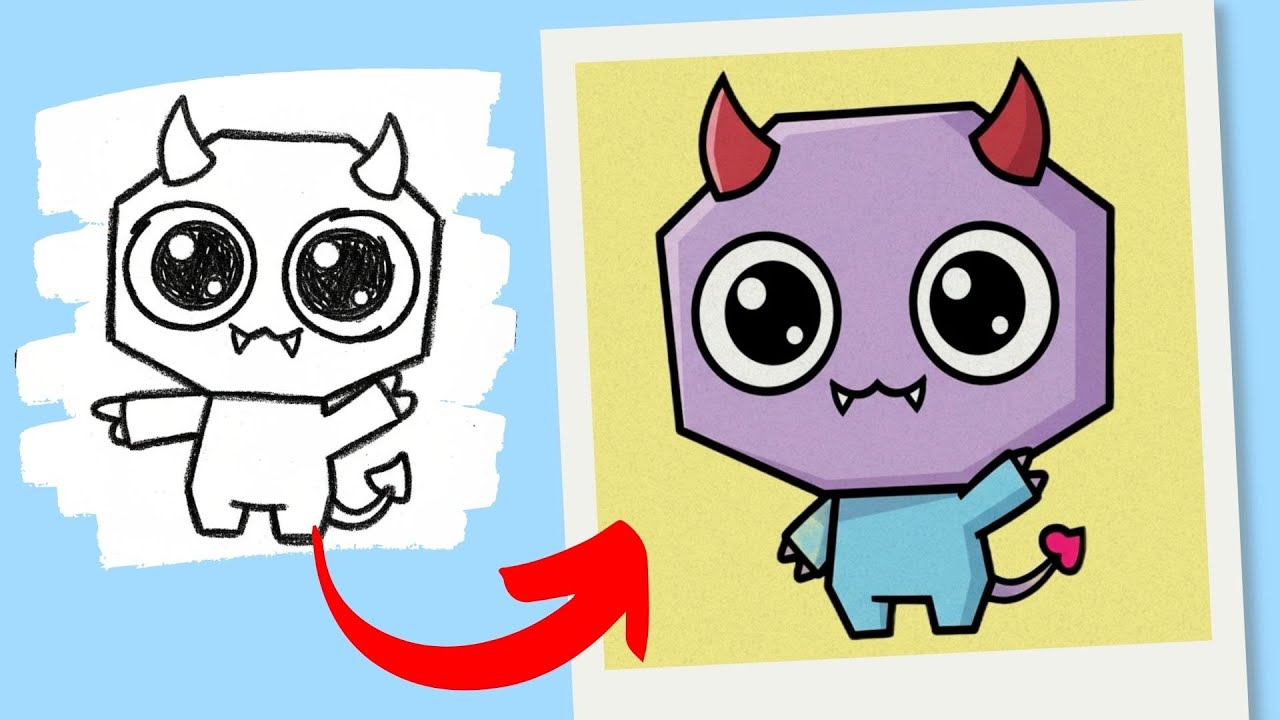 How to Draw Cute Chibi Demon Pet | Kpop Demon Hunters Style