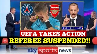 UEFA DROPS A BOMBSHELL REFEREE BANNED FOR 10 MONTHS AFTER ARSENAL PENALTY SCANDAL IN CHAMPION LEAGUE