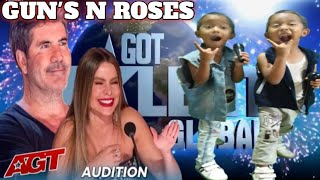 golden buzzer| twin boys with golden voices and very entertaining action