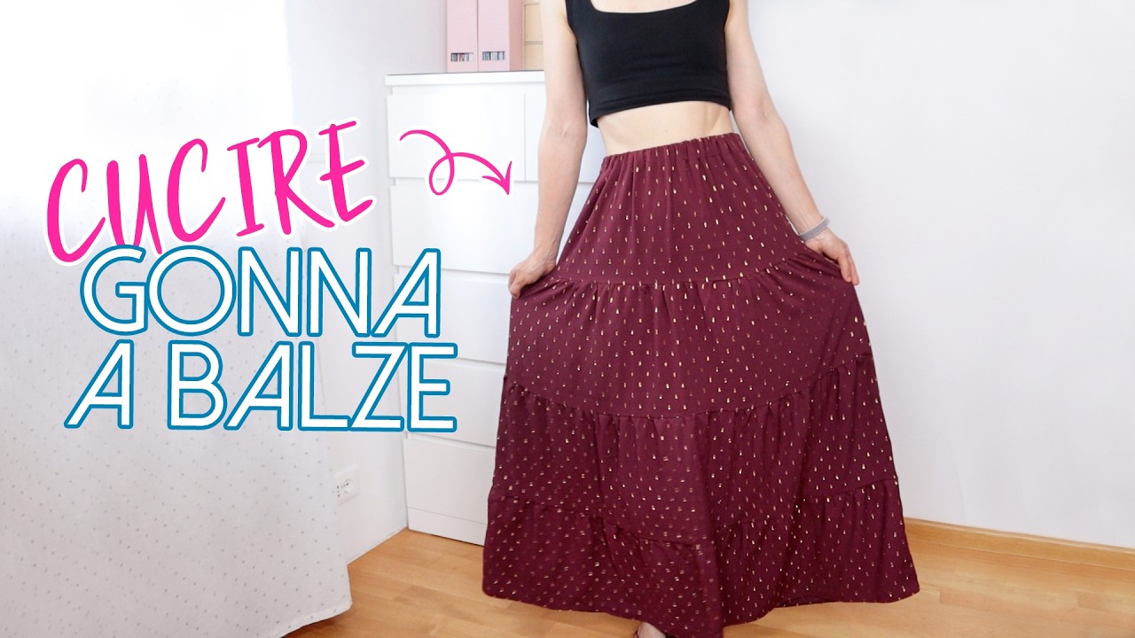 Come cucire una gonna lunga a balze SENZA CARTAMODELLO | Un punto alla volta