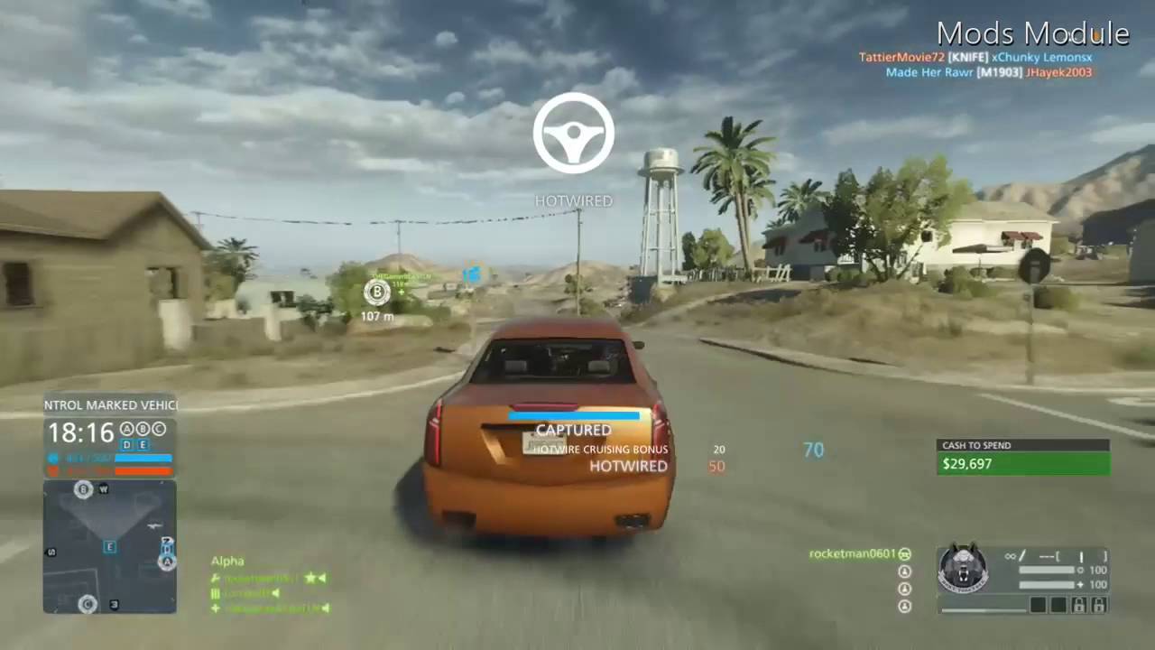 Driving a couch in Battlefield Hardline with Mods Module(please