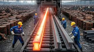 (From Waste to Railway Tracks: Inside a Massive Oil Drum Recycling Factory (Full Process