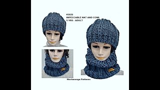 FREE KNITTING PATTERN, Unisex Hat and Cowl, 5 yrs to adult, #3026