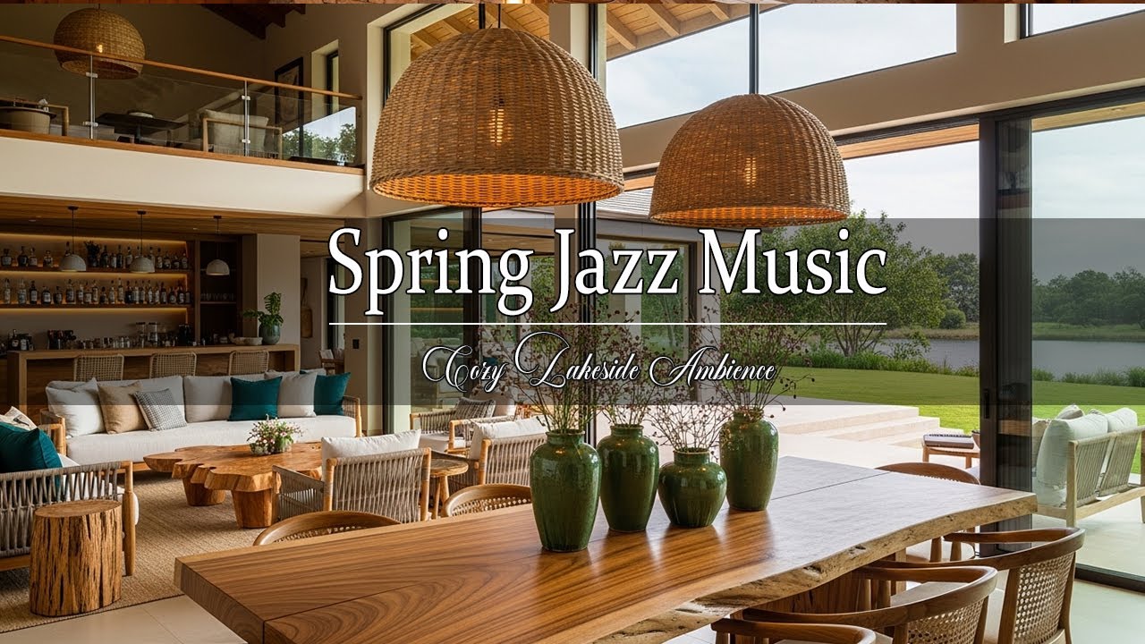 Refreshing Spring Jazz Music To Stress Relief - Soft Jazz At Lakeside Cafe Ambience For Unwind